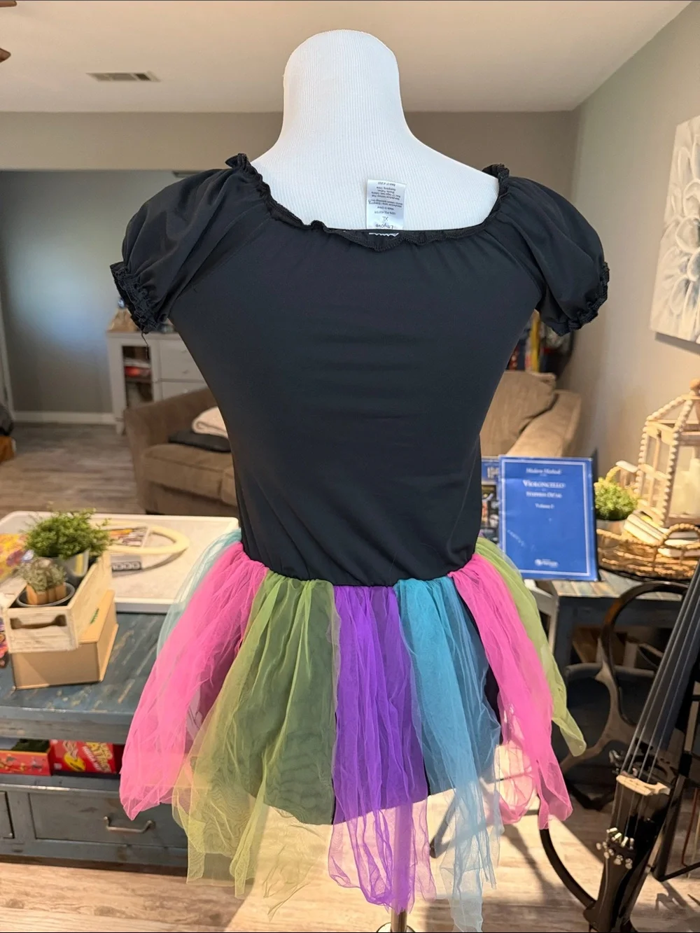 Girls Black Neon Skeleton Tutu Costume ( with leggings)
